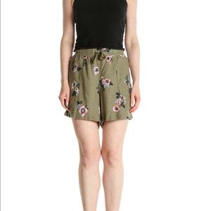Nautica Floral Pull On Shorts Linen Blend Green Women’s | Size XL